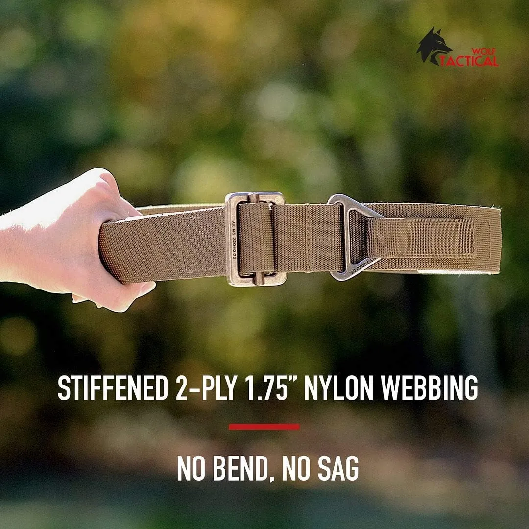 WOLF TACTICAL Heavy Duty Riggers Belt - Stiffened 2-Ply 1.75” Nylon EDC Gun Belt