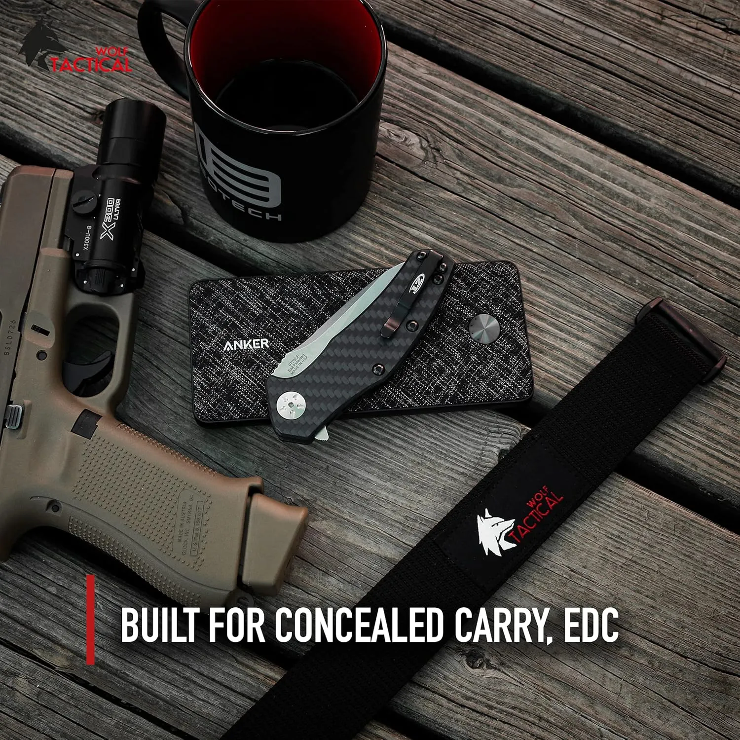 WOLF TACTICAL Heavy Duty Simple EDC Belt - Stiffened 2-Ply 1.5” Nylon Gun Belt for Concealed Carry, Holsters, Pouches