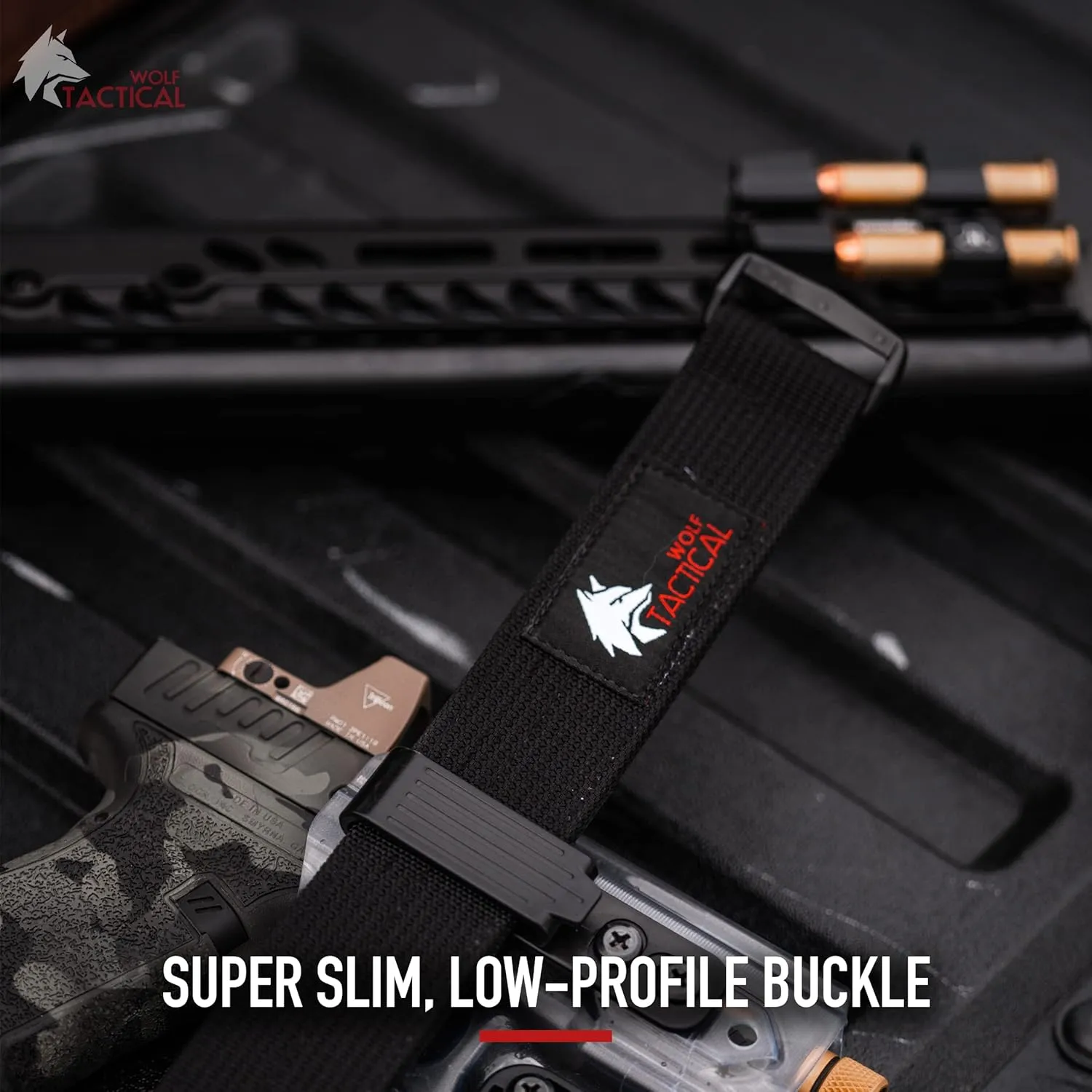 WOLF TACTICAL Heavy Duty Simple EDC Belt - Stiffened 2-Ply 1.5” Nylon Gun Belt for Concealed Carry, Holsters, Pouches