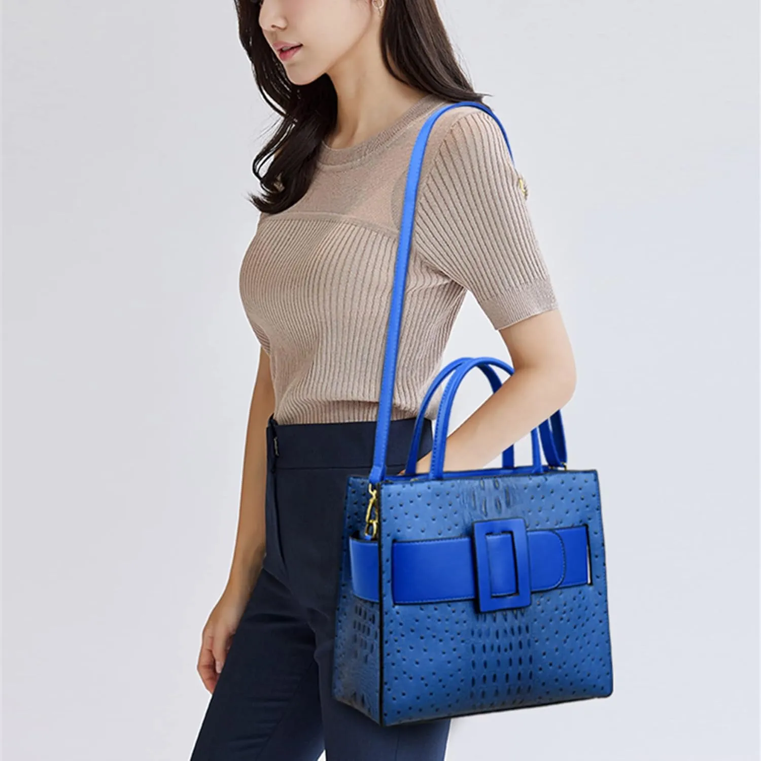 Women Alligator Handbags Women Large Capacity Top-Handle Tote Leather Shoulder Crossbody Bag