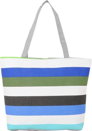 Women Canvas Shoulder Bag Stripe Pattern Handbag Shopping Tote Bag(Color E,13 Liters)