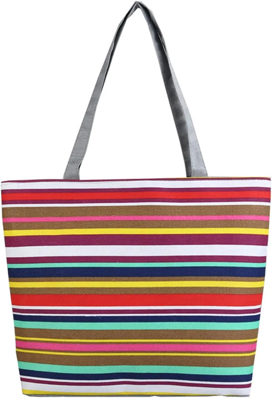 Women Canvas Shoulder Bag Stripe Pattern Handbag Shopping Tote Bag(Color E,13 Liters)