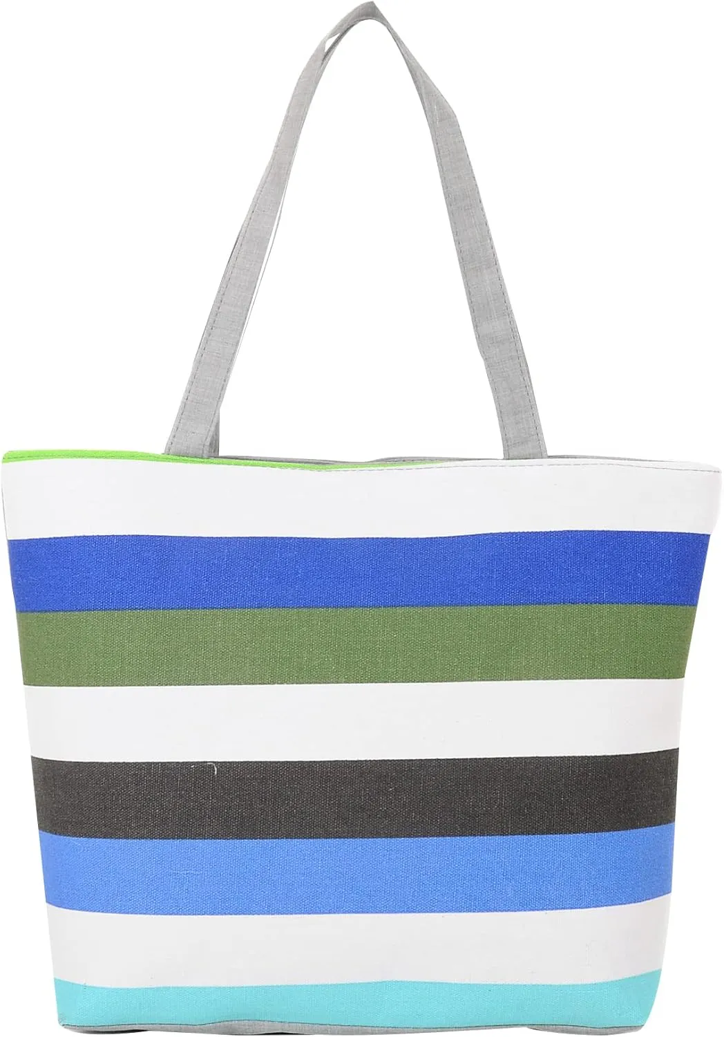 Women Canvas Shoulder Bag Stripe Pattern Handbag Shopping Tote Bag(Color E,13 Liters)