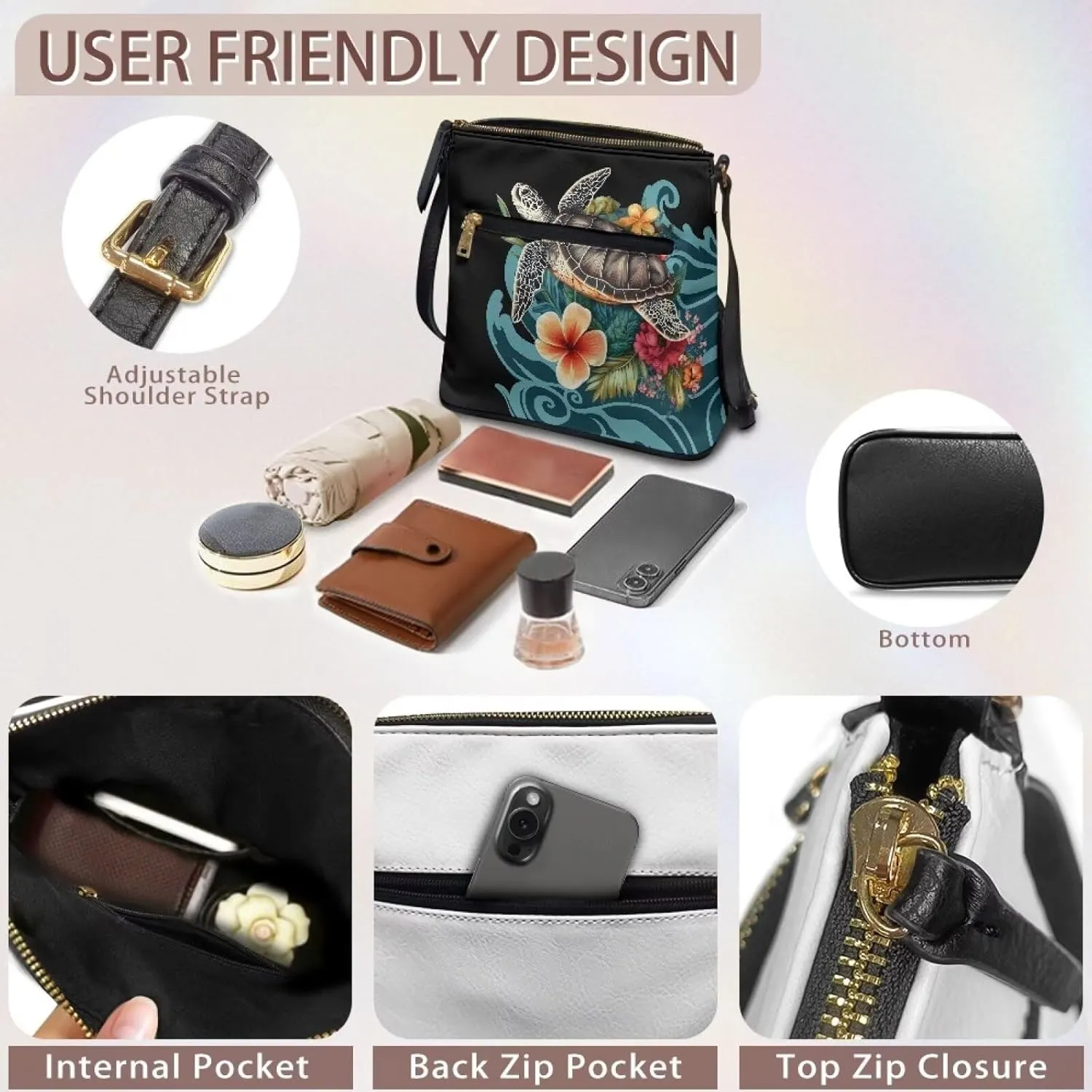 Women Crossbody Hobo Bag Leather Satchel Purse Zipper Shoulder Handbag Purse Sling Messenger Bag