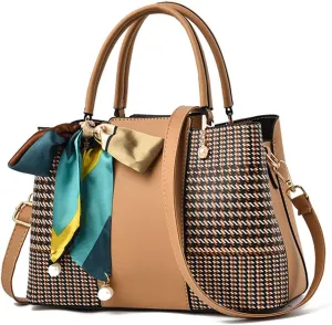 Women Handbag PU Braided Tote Bag Bow Ribbon Pearl Embellished Tote Top Handle Handbag with Detachable Shoulder Strap-Red