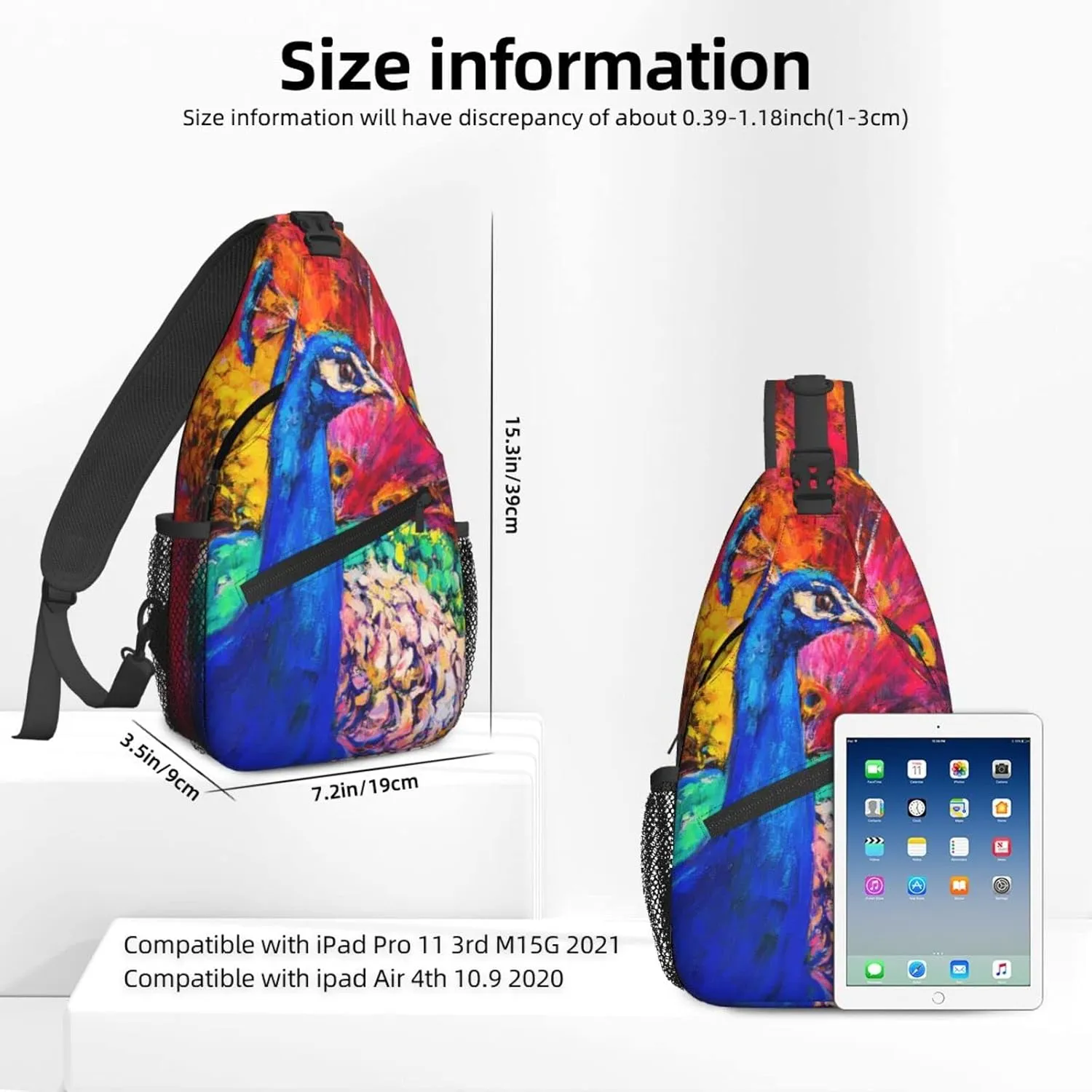 Women peacock Crossbody Sling Backpack for Men Chest Bag Shoulder Bag Lightweight One Strap Backpack Travel Outdoor Daypack