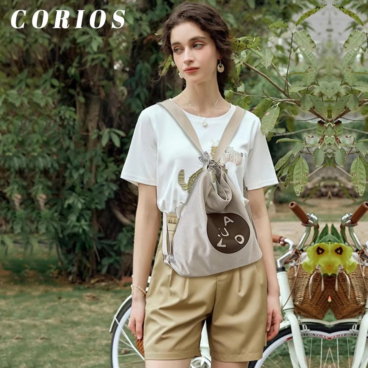 Women Shoulder Bag Canvas Backpack Daypacks Casual Handbag Large Crossbody Bag Multifunction Tote Bag Top Handle Bag