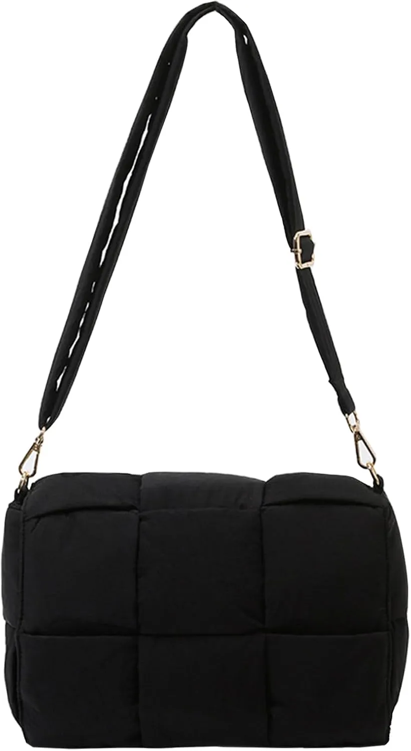 Women Shoulder Bag Puffer Crossbody Purse Designer Woven Handbag Nylon Padded Hobo Down Purse