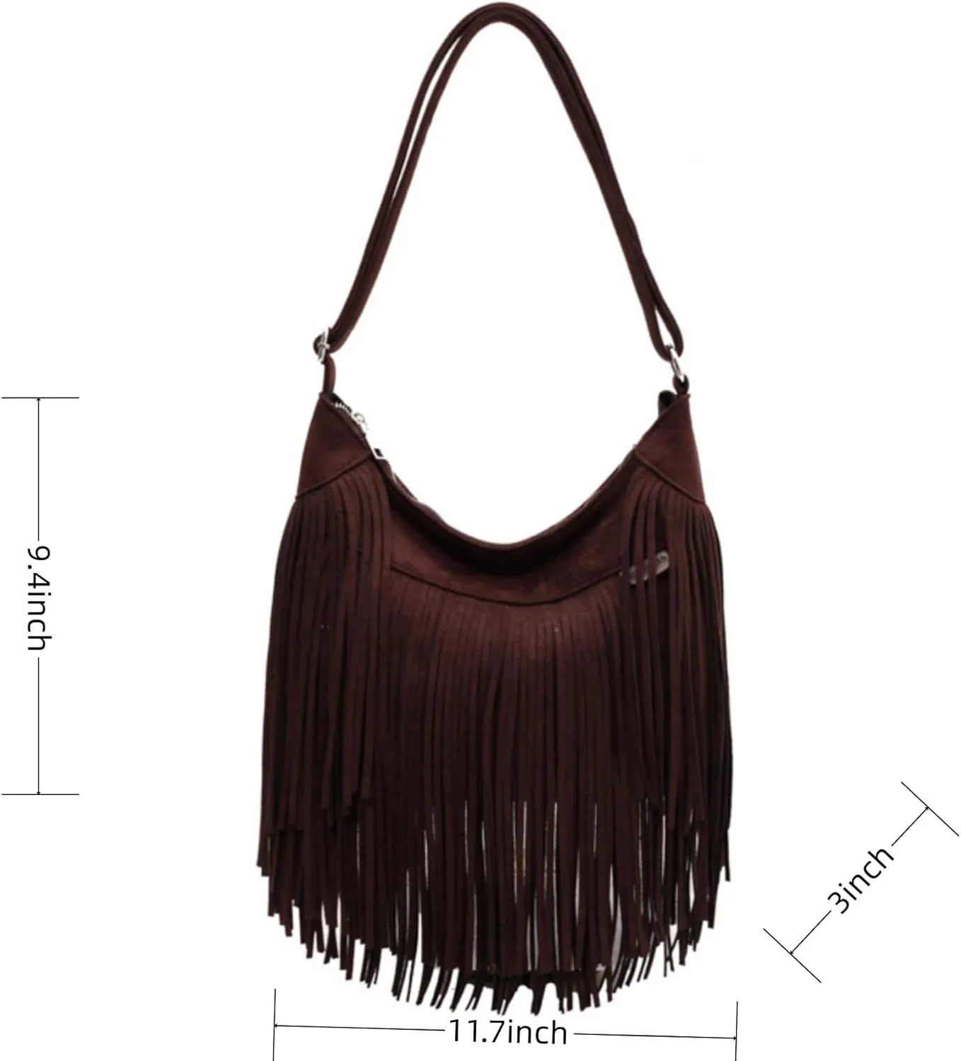 Women Vintage Suede Fringe Hobo Bag Tote Shoulder Bag Crossbody Bag and Hippie Western Cowgirl Purse Shoulder Bag
