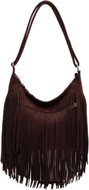 Women Vintage Suede Fringe Hobo Bag Tote Shoulder Bag Crossbody Bag and Hippie Western Cowgirl Purse Shoulder Bag