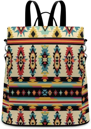 Women's Anti-Theft Waterproof Back Pack Abstract Aztec Tribal Fashion Shoulder Bag Purse Travel Ladies Daypack for Gift