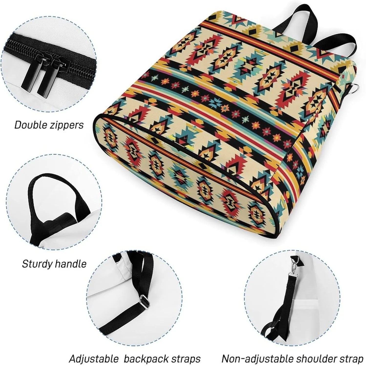Women's Anti-Theft Waterproof Back Pack Abstract Aztec Tribal Fashion Shoulder Bag Purse Travel Ladies Daypack for Gift