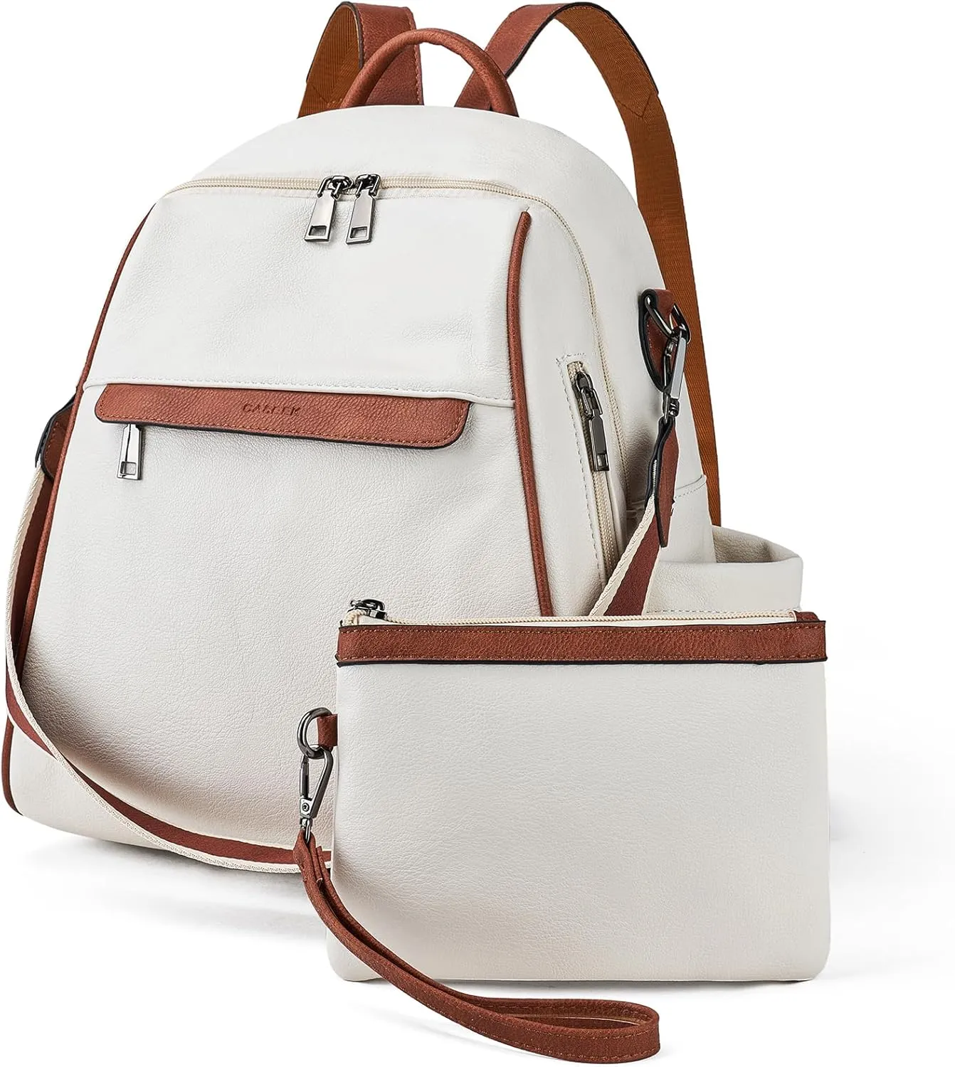 Womens Backpack Purse Leather: Fashion Convertible Ladies Shoulder Bag Travel Women Backpack Purse with Wristlet