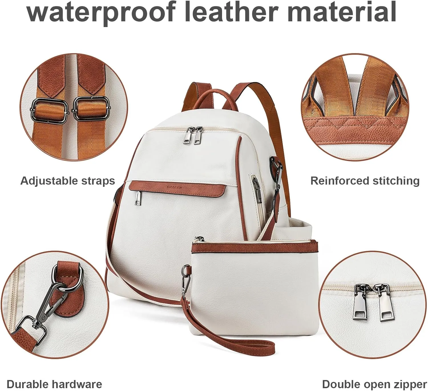 Womens Backpack Purse Leather: Fashion Convertible Ladies Shoulder Bag Travel Women Backpack Purse with Wristlet