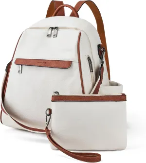 Womens Backpack Purse Leather: Fashion Convertible Ladies Shoulder Bag Travel Women Backpack Purse with Wristlet
