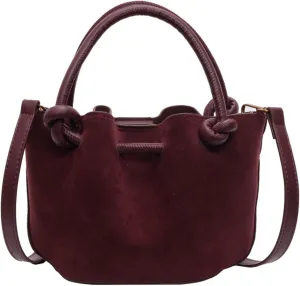 Women's Brown Suede Crossbody Bag,Small Crossbody Bag Shoulder Bag for Women,Small Purse Suede Bag Handbags,Small Bucket bag