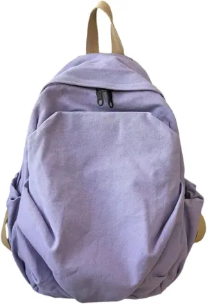 Women's canvas bag, men's and women's large capacity leisure backpack, men's and women's travel backpack (Purple,One Size)