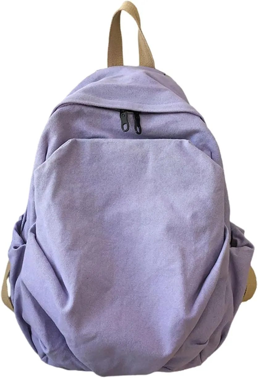 Women's canvas bag, men's and women's large capacity leisure backpack, men's and women's travel backpack (Purple,One Size)