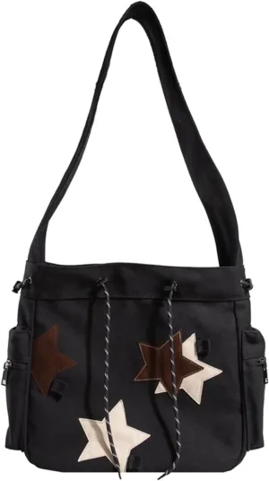 Women's Canvas Hippie Crossbody Handbag - Top Zipper, Sling Strap, Casual Handmade Bag