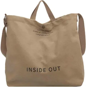 Women's Canvas Tote Shoulder Bag - Large Fashion Retro Letter Handbag