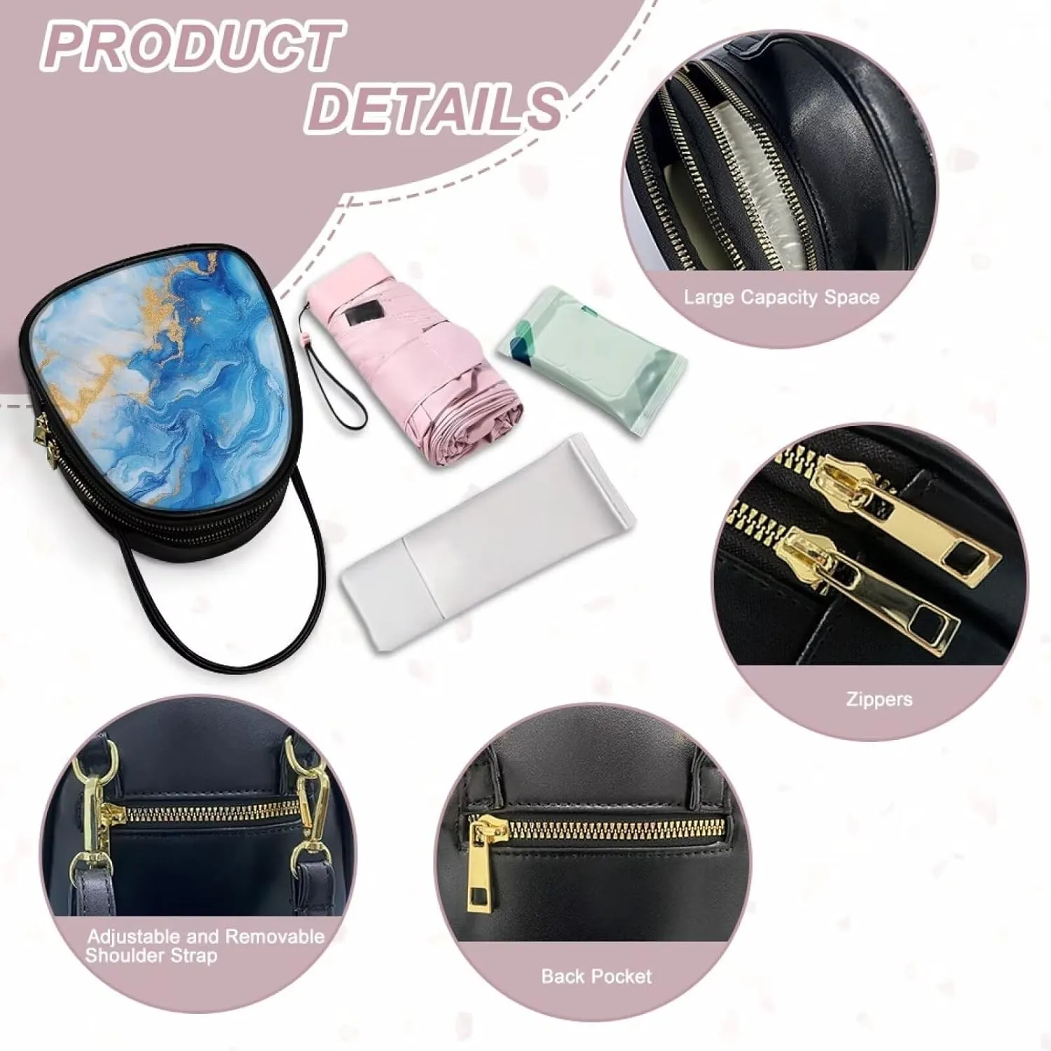 Womens Crossbody Bag Small Double Layer Purses for Women Shoulder Bag Trendy with Zipper Closure