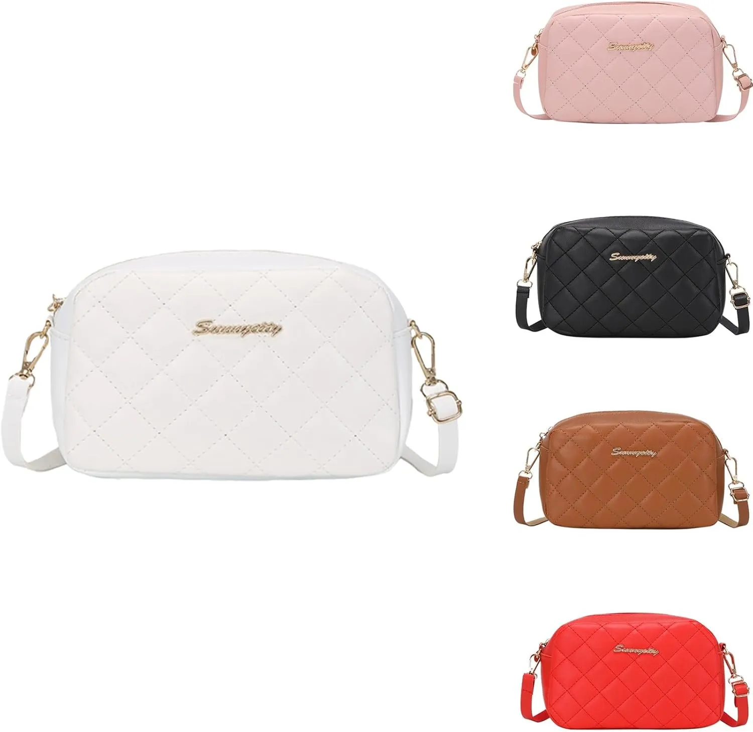Womens Crossbody Purse Quilted Compact Phone Bag & Wallet Lightweight Shoulder for Work Travel or Casual Outings(White)