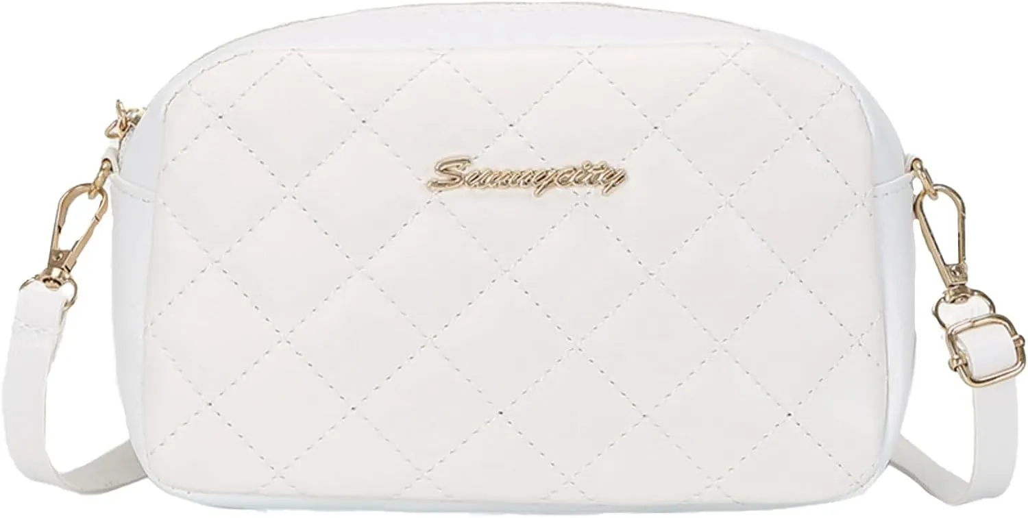 Womens Crossbody Purse Quilted Compact Phone Bag & Wallet Lightweight Shoulder for Work Travel or Casual Outings(White)