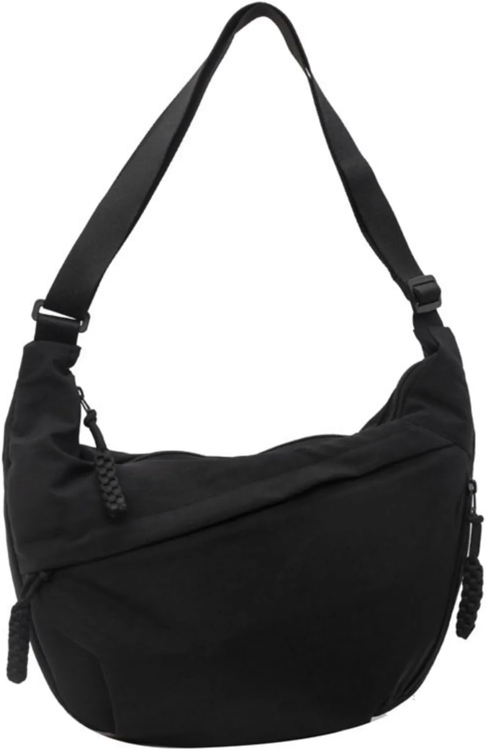 Women's Fashion Plain Color Nylon Crossbody Hobo Bag, Slouchy Sling Bag for Women Men