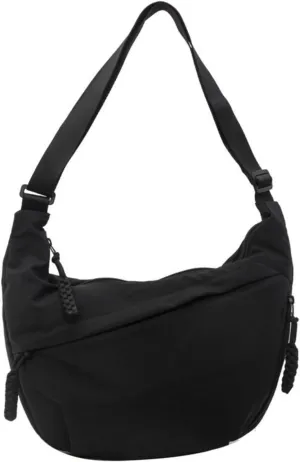 Women's Fashion Plain Color Nylon Crossbody Hobo Bag, Slouchy Sling Bag for Women Men