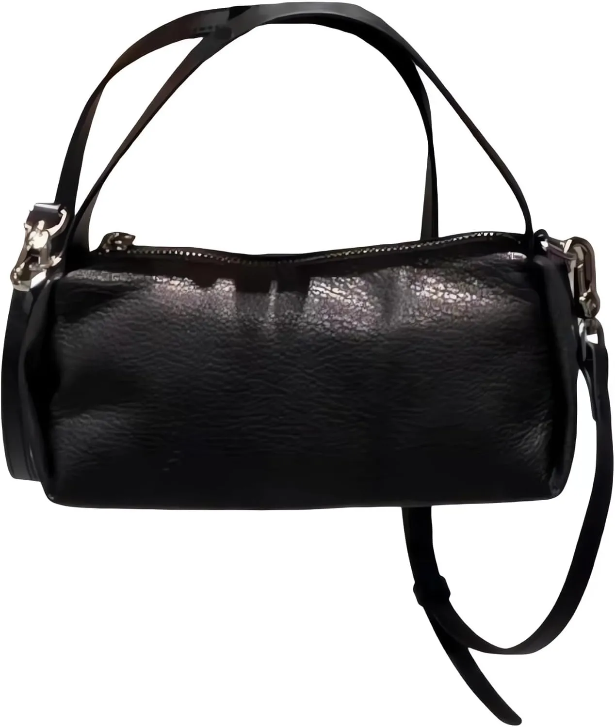 Women's Hand Bag with Top Handle, Leather Purse, Shoulder Hobo Dumping bag Black and White