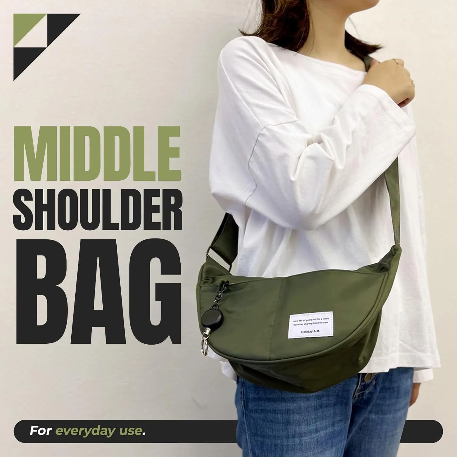 Womens Mens Crossover Body Bag Crossbody Crescent Bag Hobo Sling Half Moon Purse Shoulder Bag (Black)