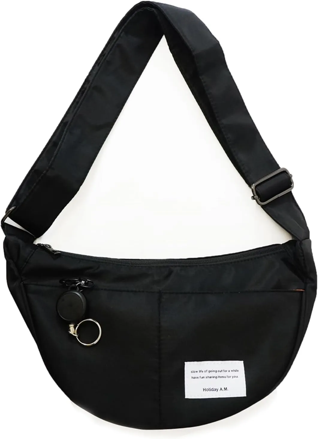 Womens Mens Crossover Body Bag Crossbody Crescent Bag Hobo Sling Half Moon Purse Shoulder Bag (Black)