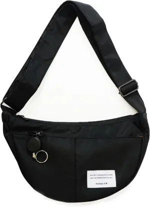 Womens Mens Crossover Body Bag Crossbody Crescent Bag Hobo Sling Half Moon Purse Shoulder Bag (Black)