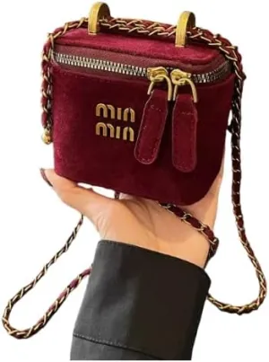 Women's Mini Suede Box Bag PU Crossbody Shoulder Bag with Chain Strap Black/Brown/Coffee/Caramel/Burgundy for Everyday Use