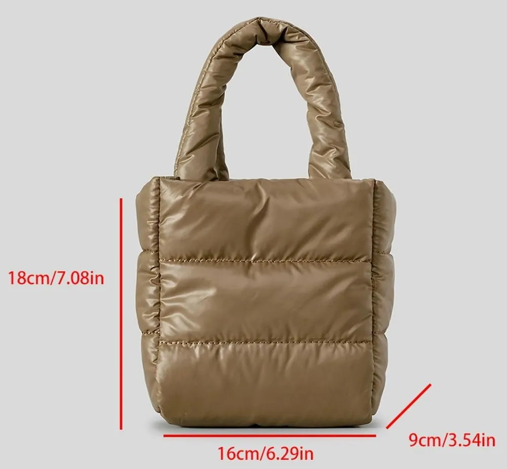 Womens Quilted Puffer Purses Mini Tote Bag Shoulder Crossbody Bag Padding Down Cotton Cute Y2k Handbag Satchels