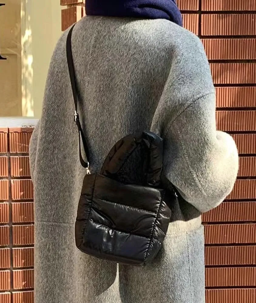 Womens Quilted Puffer Purses Mini Tote Bag Shoulder Crossbody Bag Padding Down Cotton Cute Y2k Handbag Satchels