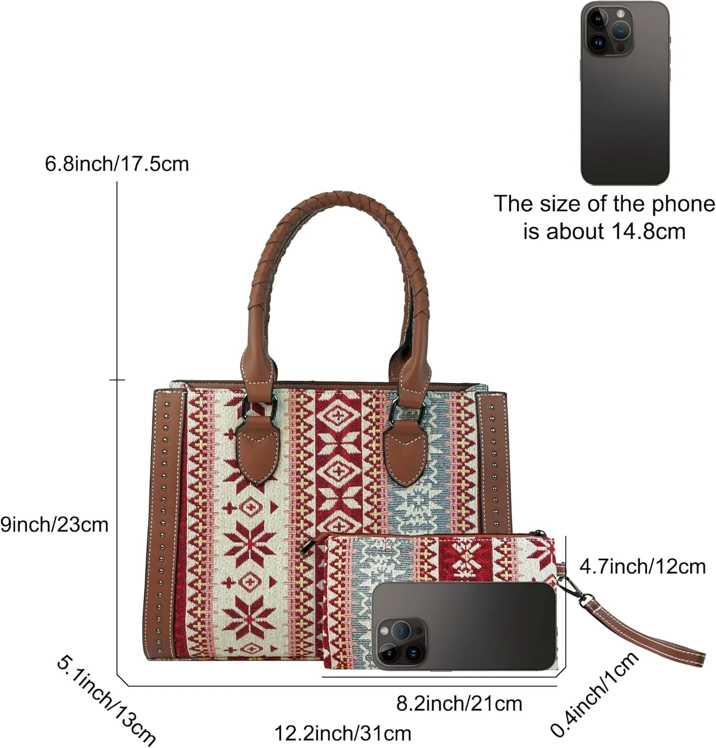 Women's Shoulder Bag with Matching Handbag and Detachable Strap - Versatile 3-in-1 Design
