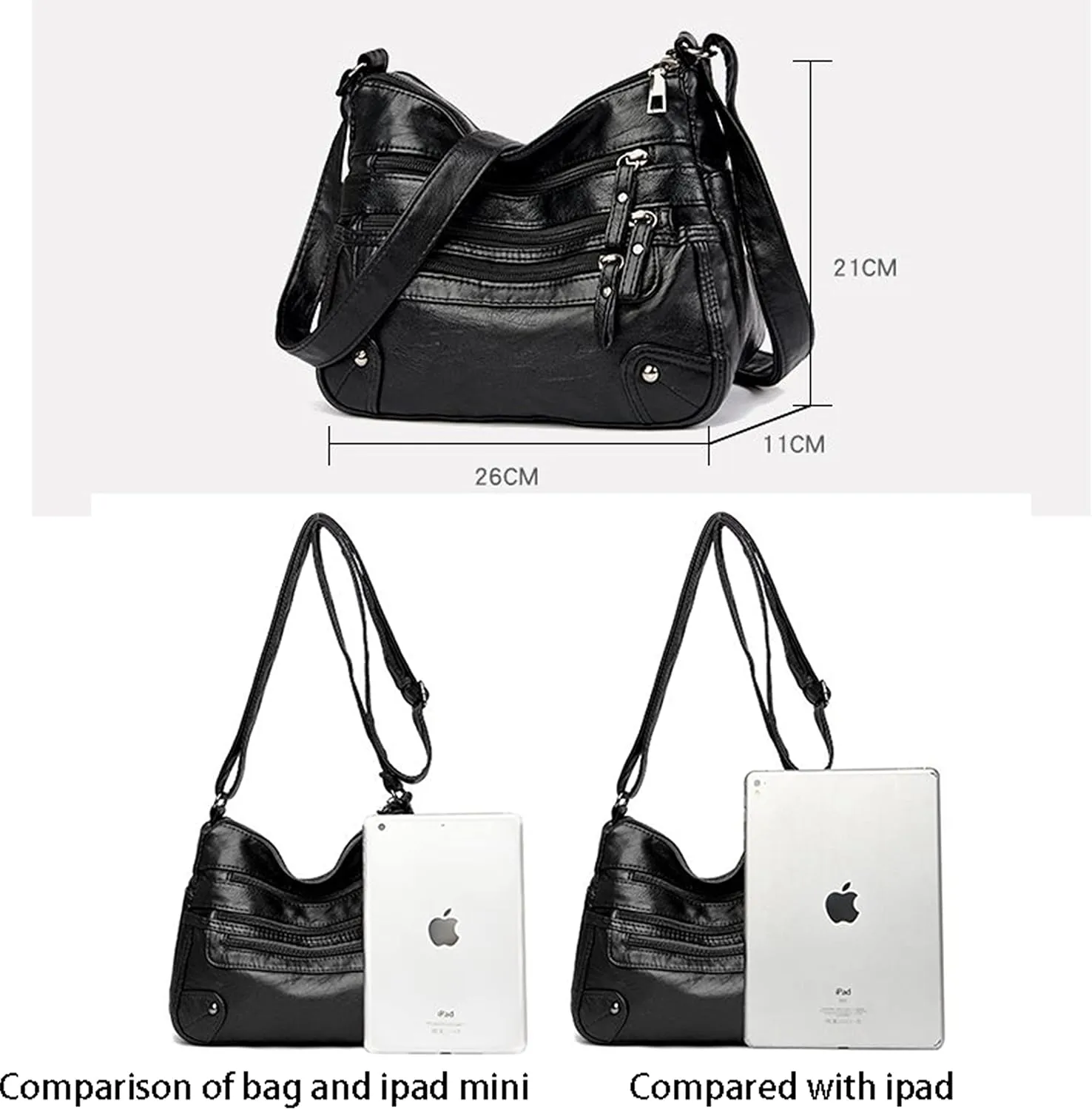 Womens Shoulder Bags Women Multi-Layer Classic Crossbody Bag Soft Leather Ladies Handbags