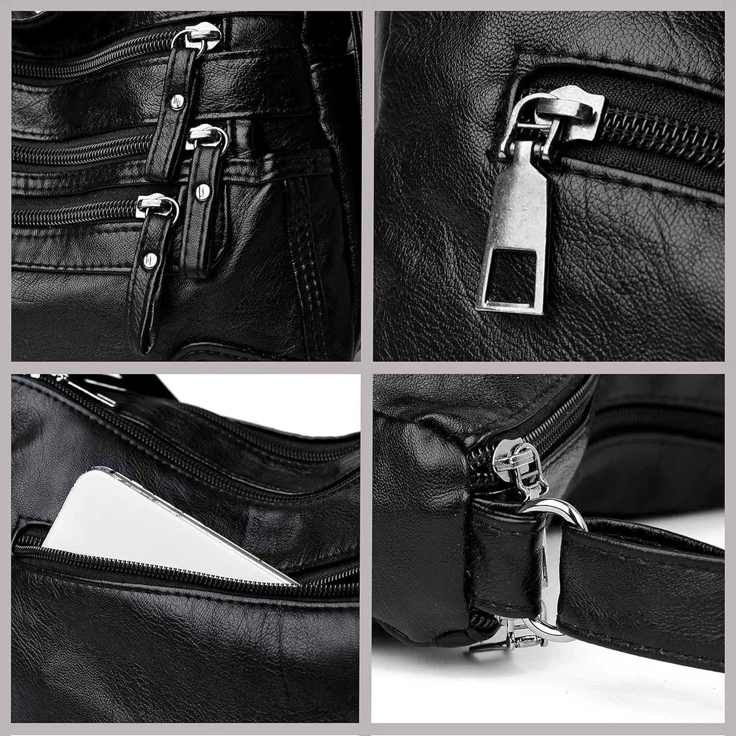 Womens Shoulder Bags Women Multi-Layer Classic Crossbody Bag Soft Leather Ladies Handbags