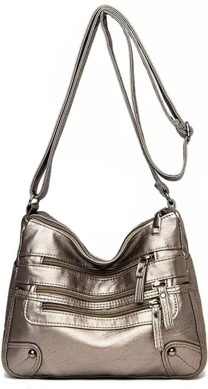 Womens Shoulder Bags Women Multi-Layer Classic Crossbody Bag Soft Leather Ladies Handbags