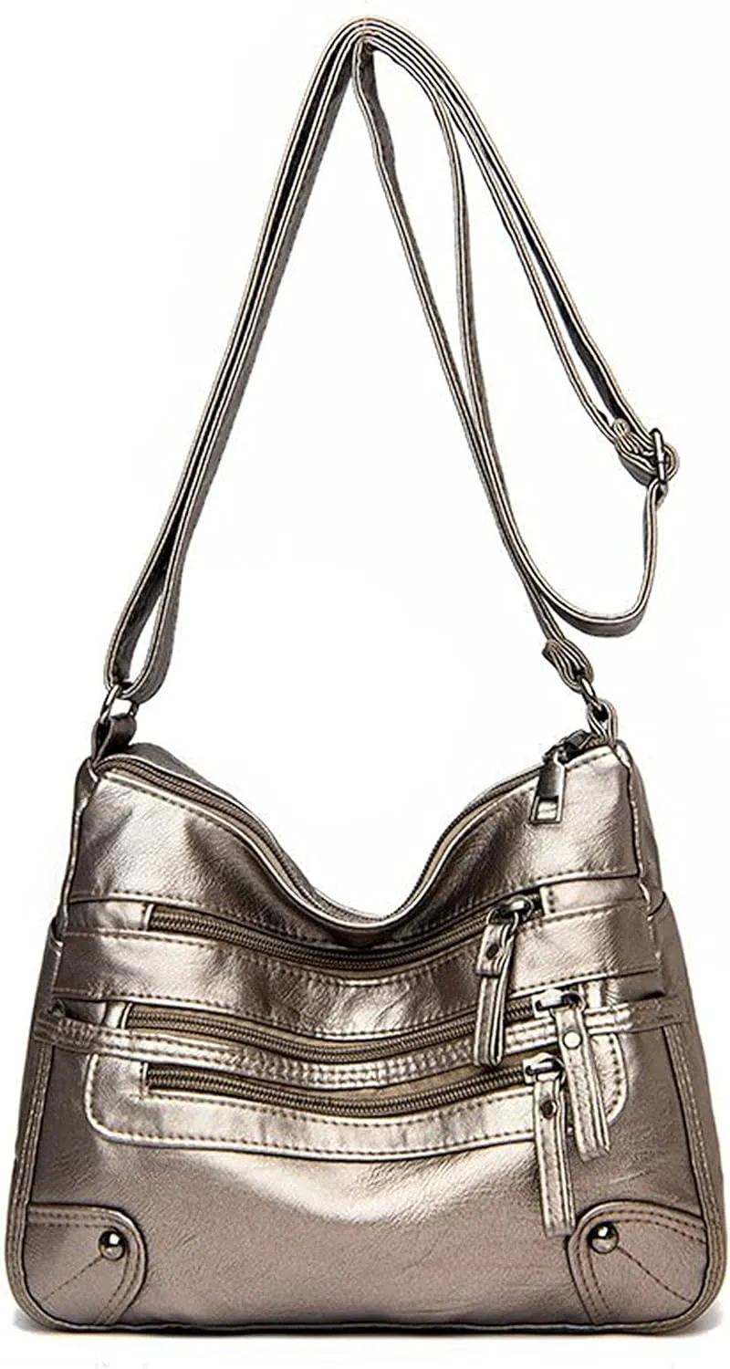 Womens Shoulder Bags Women Multi-Layer Classic Crossbody Bag Soft Leather Ladies Handbags