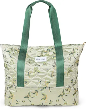 Women's Tote Bag with compartments Fluffy Tote Bag Quilted Laptop Bag Lightweight Closed Zipper Bag on One Shoulder Gold Silk Jacquard Fabric Suitable for work, travel and daily use