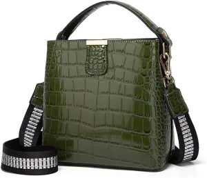 Women’s Tote Crossbody Bag Leather Crocodile Pattern Bucket Handbag Designer Top Handle Satchel Work Hobo Shoulder Bag