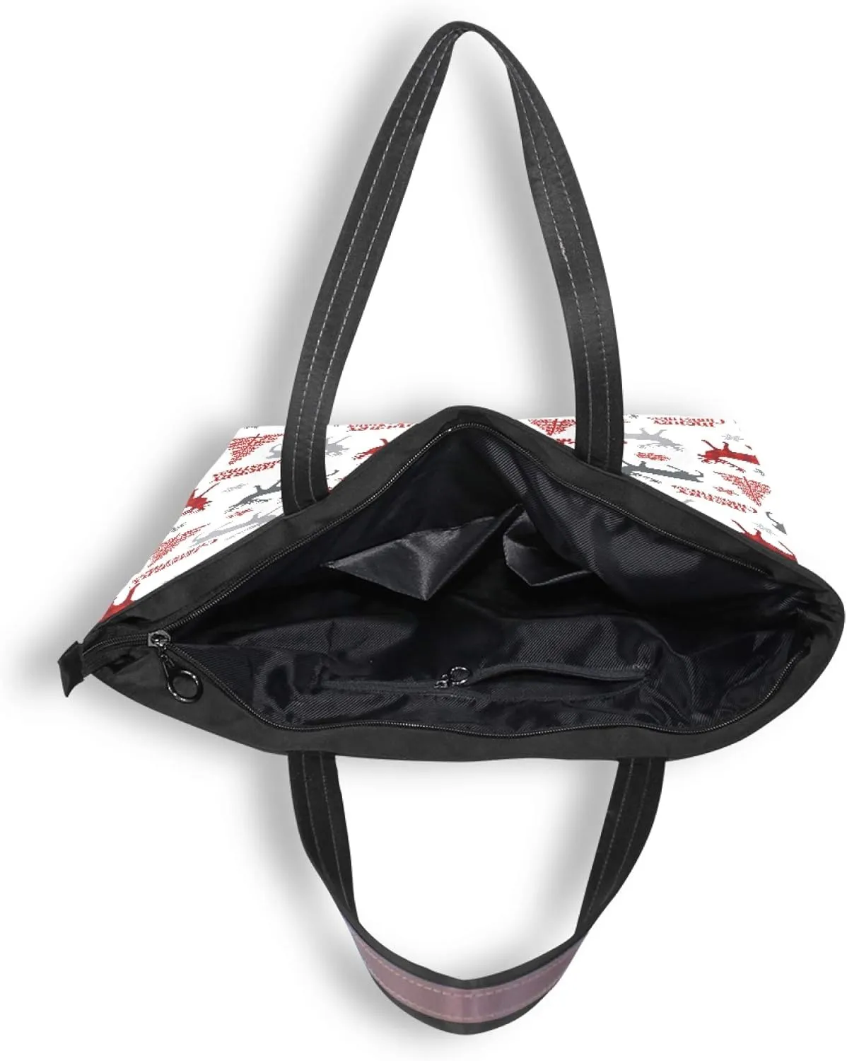 Womens Tote Handbags Black White Cat Tote Bag with Zipper Ladies Tote Shoulder bag
