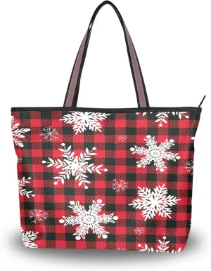 Womens Tote Handbags Christmas Tote Bag with Zipper Holiday Tote Shoulder