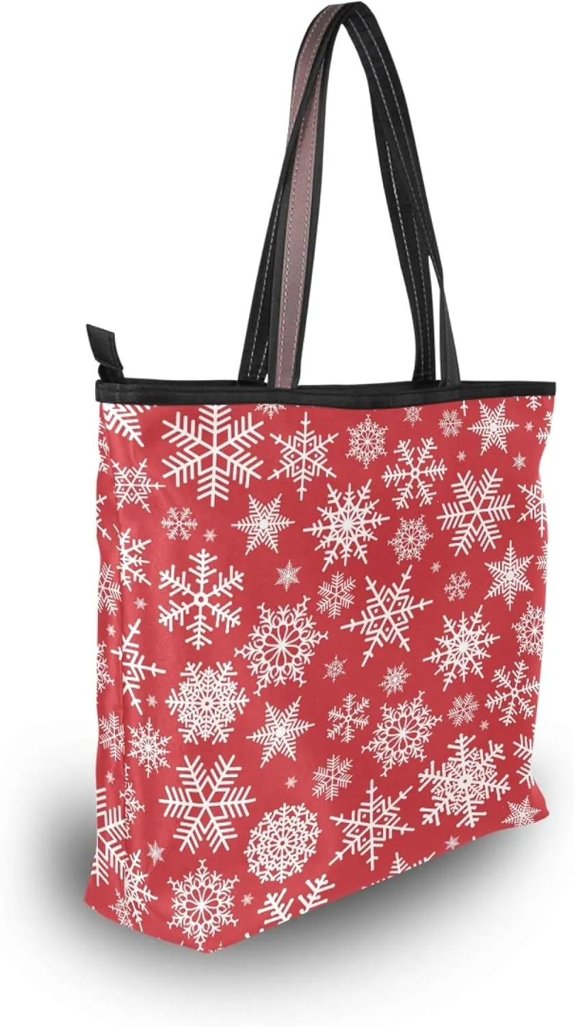 Womens Tote Handbags Christmas Tote Bag with Zipper Holiday Tote Shoulder