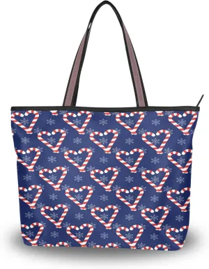Womens Tote Handbags Christmas Tote Bag with Zipper Holiday Tote Shoulder