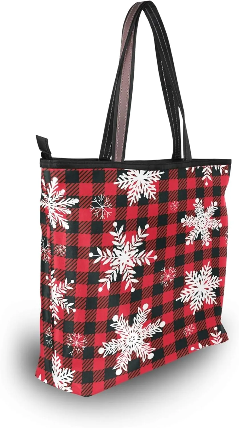 Womens Tote Handbags Christmas Tote Bag with Zipper Holiday Tote Shoulder