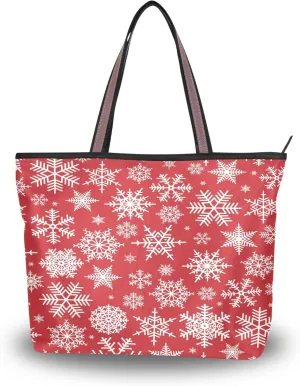 Womens Tote Handbags Christmas Tote Bag with Zipper Holiday Tote Shoulder