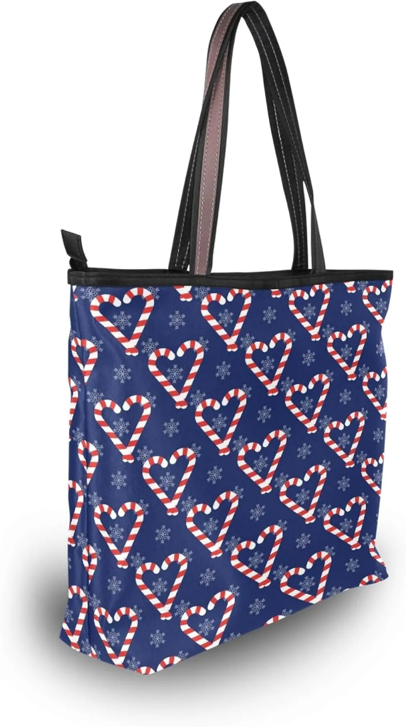 Womens Tote Handbags Christmas Tote Bag with Zipper Holiday Tote Shoulder